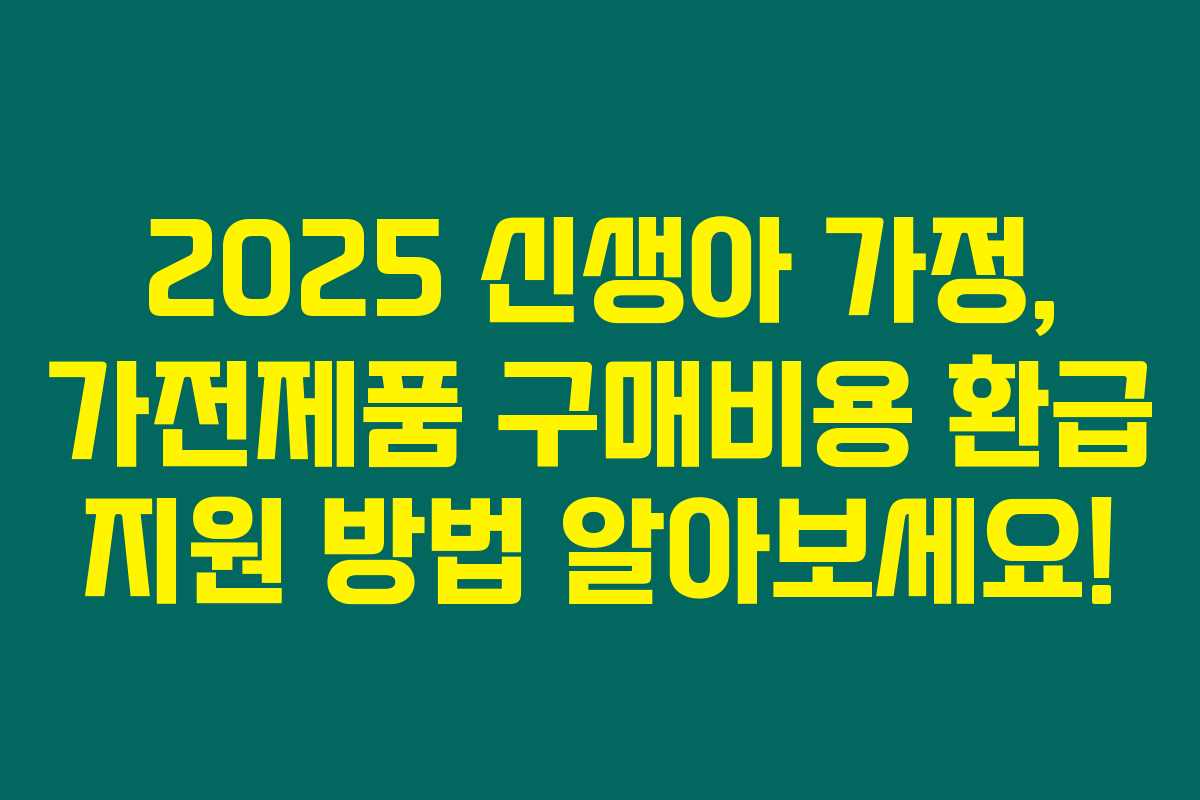2025 신생아 가정, 가전제품 구매비용 환급 지원 방법 알아보세요! 2025 신생아 가정, 가전제품 구매비용 환급 지원 방법 알아보세요!