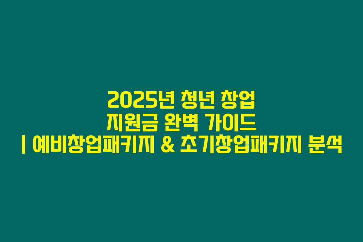 2025년 청년 창업 지원금 완벽 가이드 | 예비창업패키지 & 초기창업패키지 분석 2025년 청년 창업 지원금 완벽 가이드 | 예비창업패키지 & 초기창업패키지 분석
