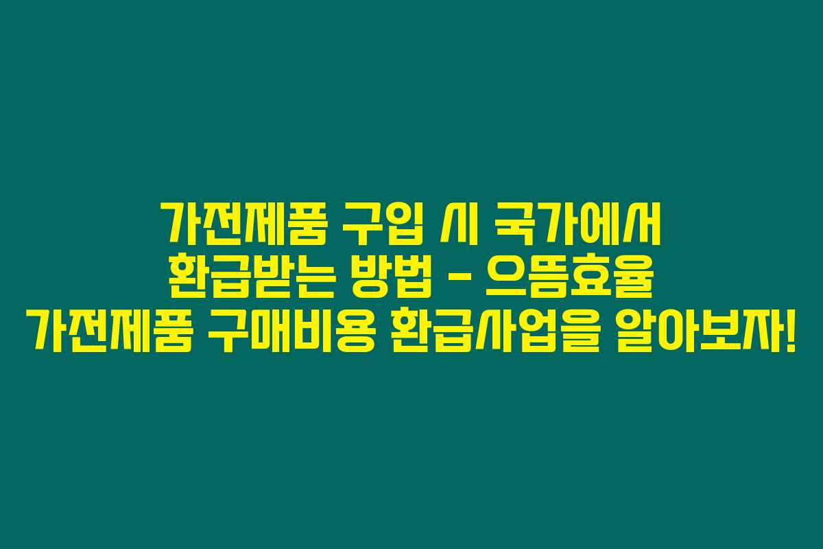 가전제품 구입 시 국가에서 환급받는 방법 – 으뜸효율 가전제품 구매비용 환급사업을 알아보자! 가전제품 구입 시 국가에서 환급받는 방법 – 으뜸효율 가전제품 구매비용 환급사업을 알아보자!