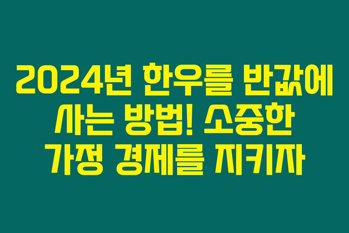 2024년 한우를 반값에 사는 방법! 소중한 가정 경제를 지키자 2024년 한우를 반값에 사는 방법! 소중한 가정 경제를 지키자