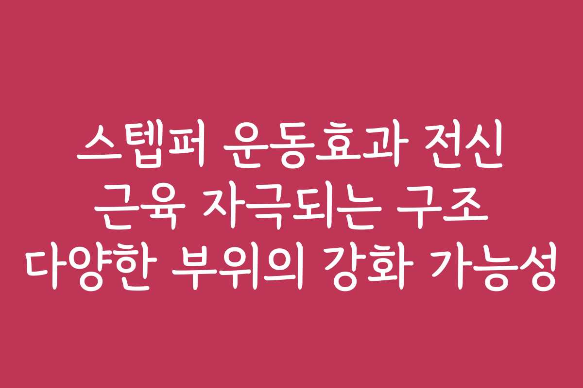 스텝퍼 운동효과 전신 근육 자극되는 구조 다양한 부위의 강화 가능성