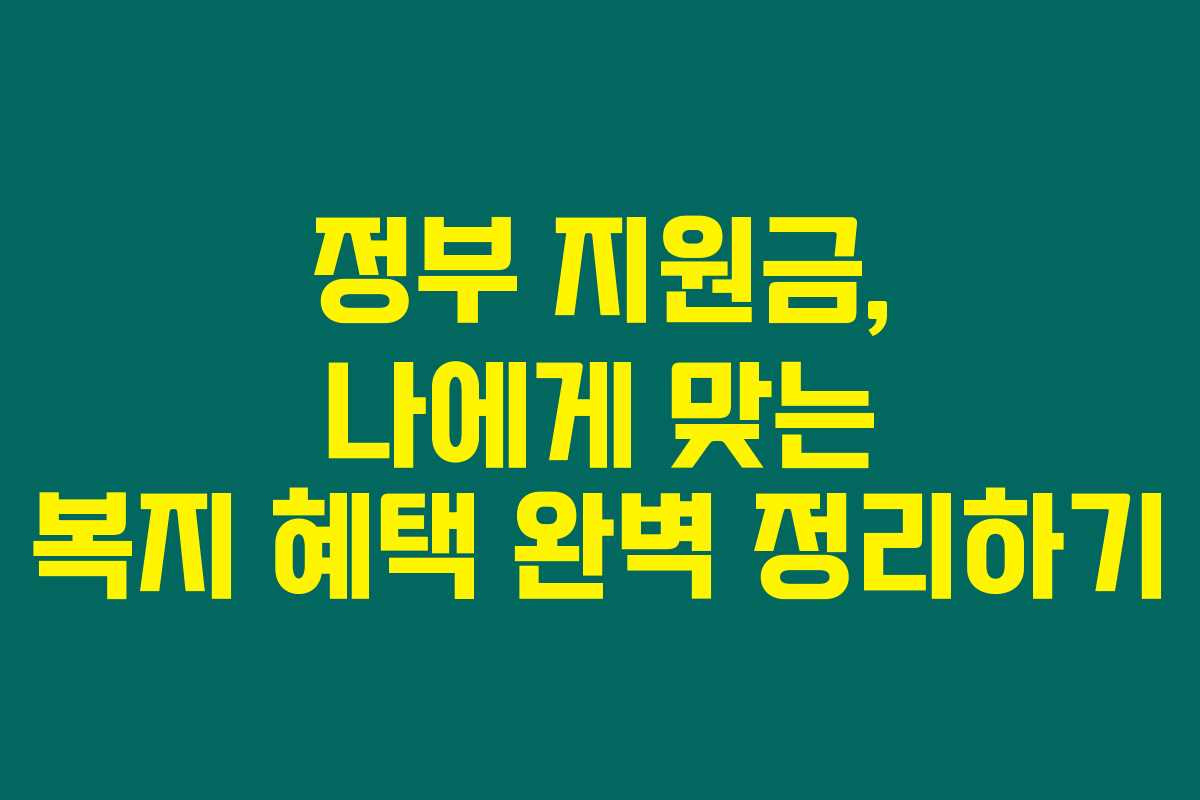 정부 지원금, 나에게 맞는 복지 혜택 완벽 정리하기 정부 지원금, 나에게 맞는 복지 혜택 완벽 정리하기
