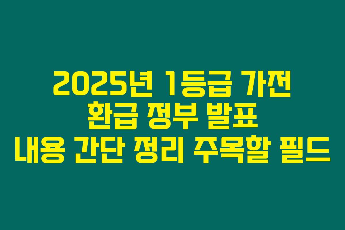 2025년 1등급 가전 환급 정부 발표 내용 간단 정리 주목할 필드
