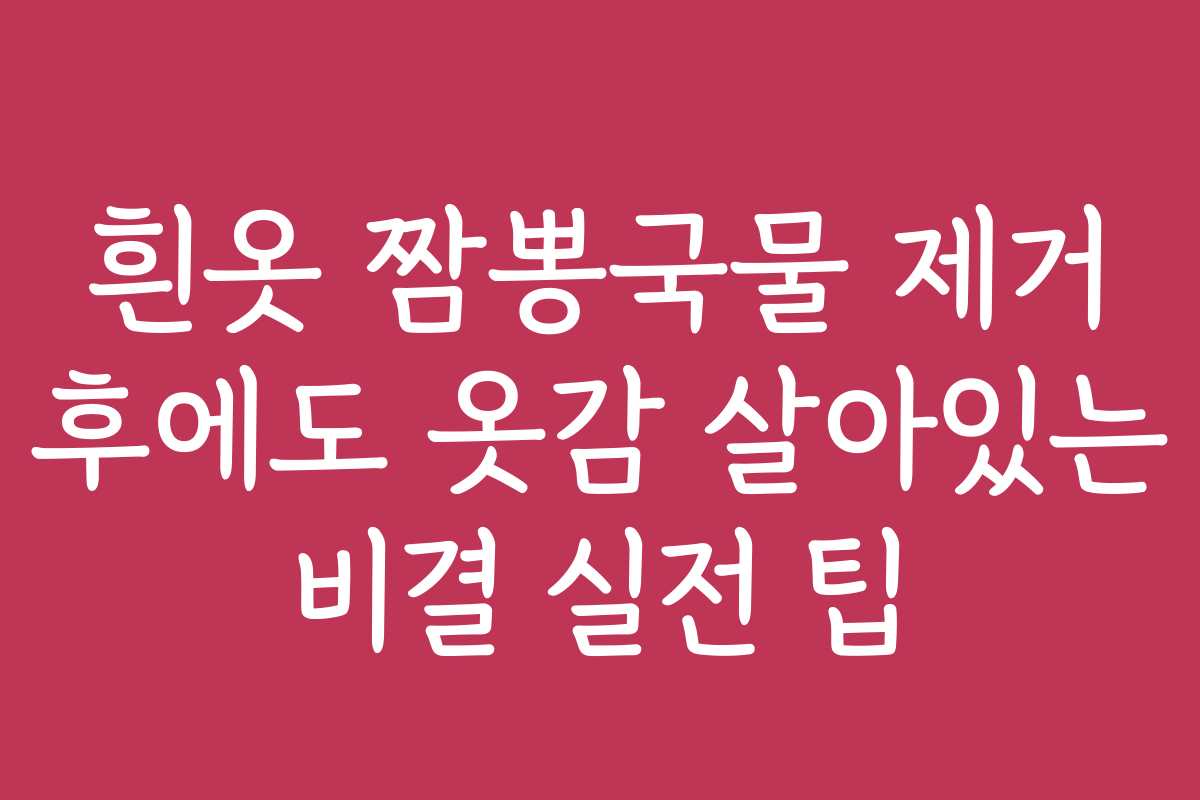 흰옷 짬뽕국물 제거 후에도 옷감 살아있는 비결 실전 팁