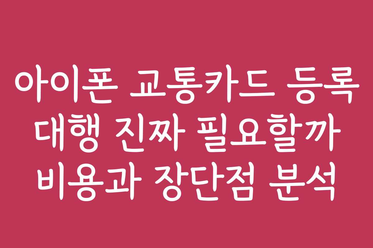아이폰 교통카드 등록 대행 진짜 필요할까 비용과 장단점 분석