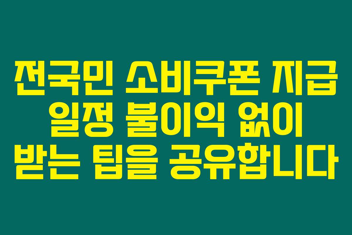 전국민 소비쿠폰 지급 일정 불이익 없이 받는 팁을 공유합니다