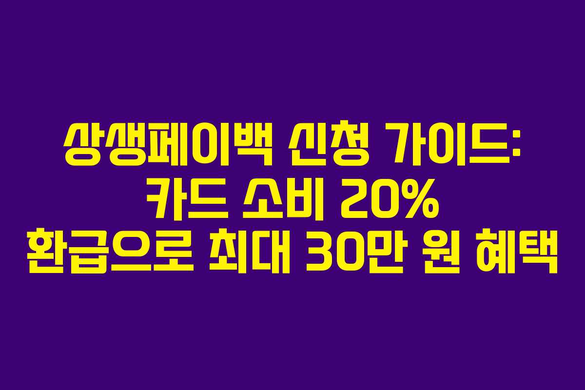 상생페이백 신청 가이드: 카드 소비 20% 환급으로 최대 30만 원 혜택