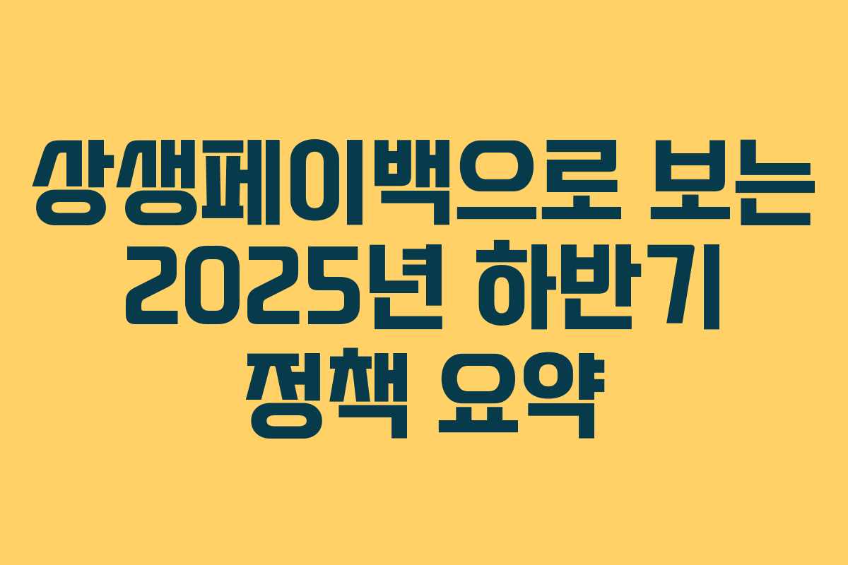 상생페이백으로 보는 2025년 하반기 정책 요약