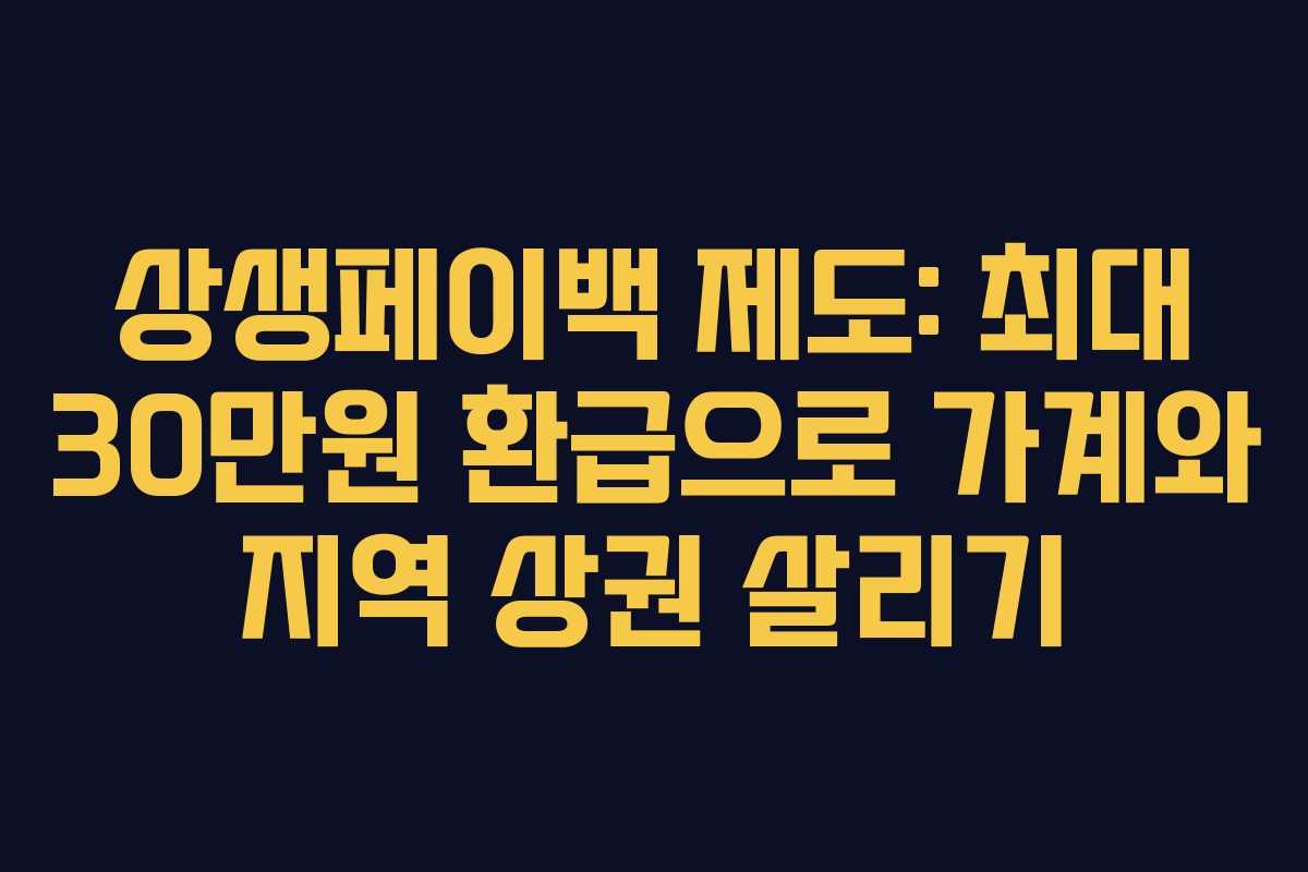 상생페이백 제도: 최대 30만원 환급으로 가계와 지역 상권 살리기