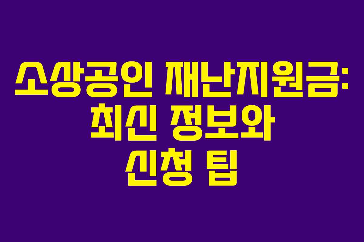 소상공인 재난지원금: 최신 정보와 신청 팁