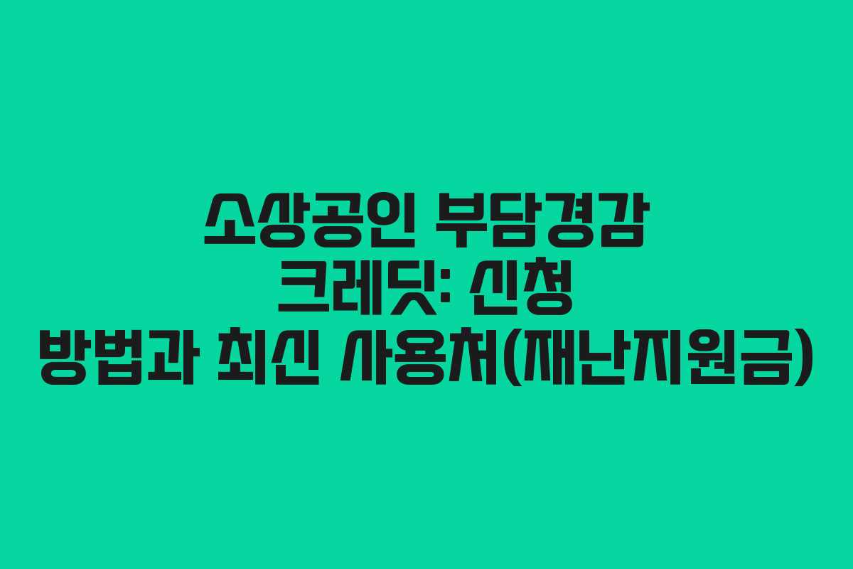 소상공인 부담경감 크레딧: 신청 방법과 최신 사용처(재난지원금)