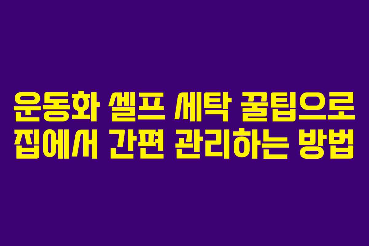 운동화 셀프 세탁 꿀팁으로 집에서 간편 관리하는 방법
