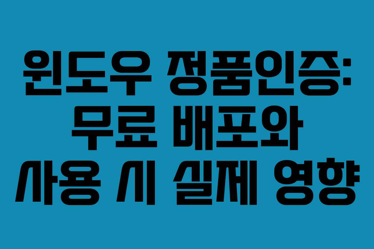 윈도우 정품인증: 무료 배포와 사용 시 실제 영향