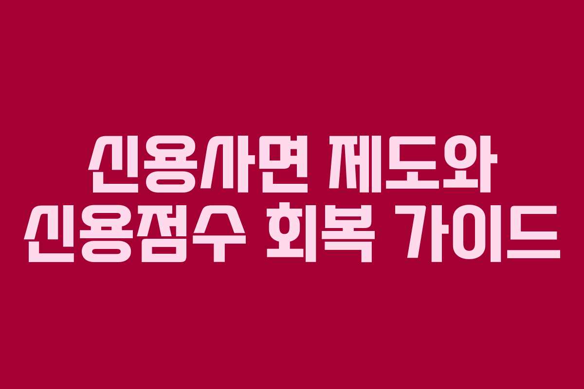 신용사면 제도와 신용점수 회복 가이드
