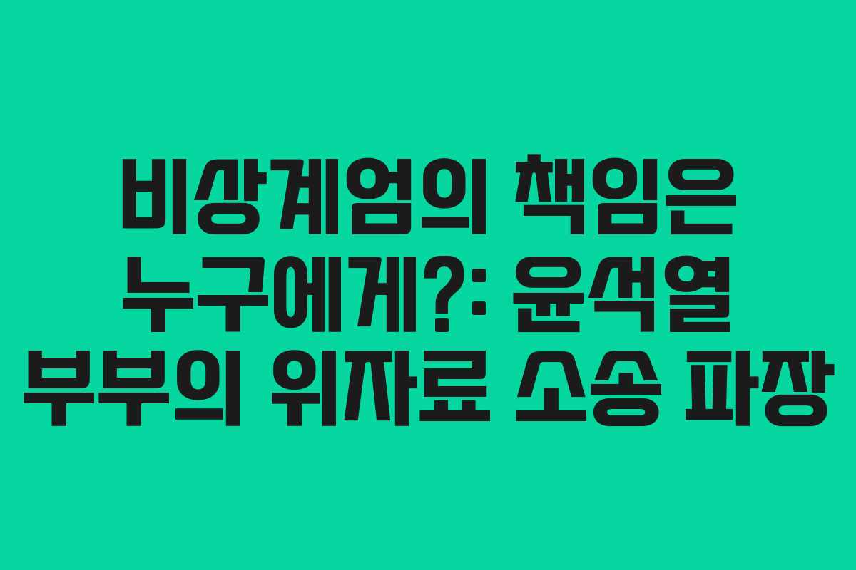 비상계엄의 책임은 누구에게?: 윤석열 부부의 위자료 소송 파장