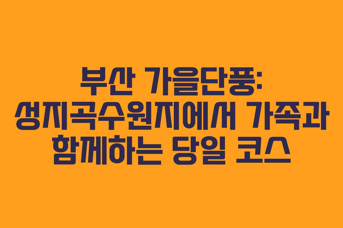 부산 가을단풍: 성지곡수원지에서 가족과 함께하는 당일 코스