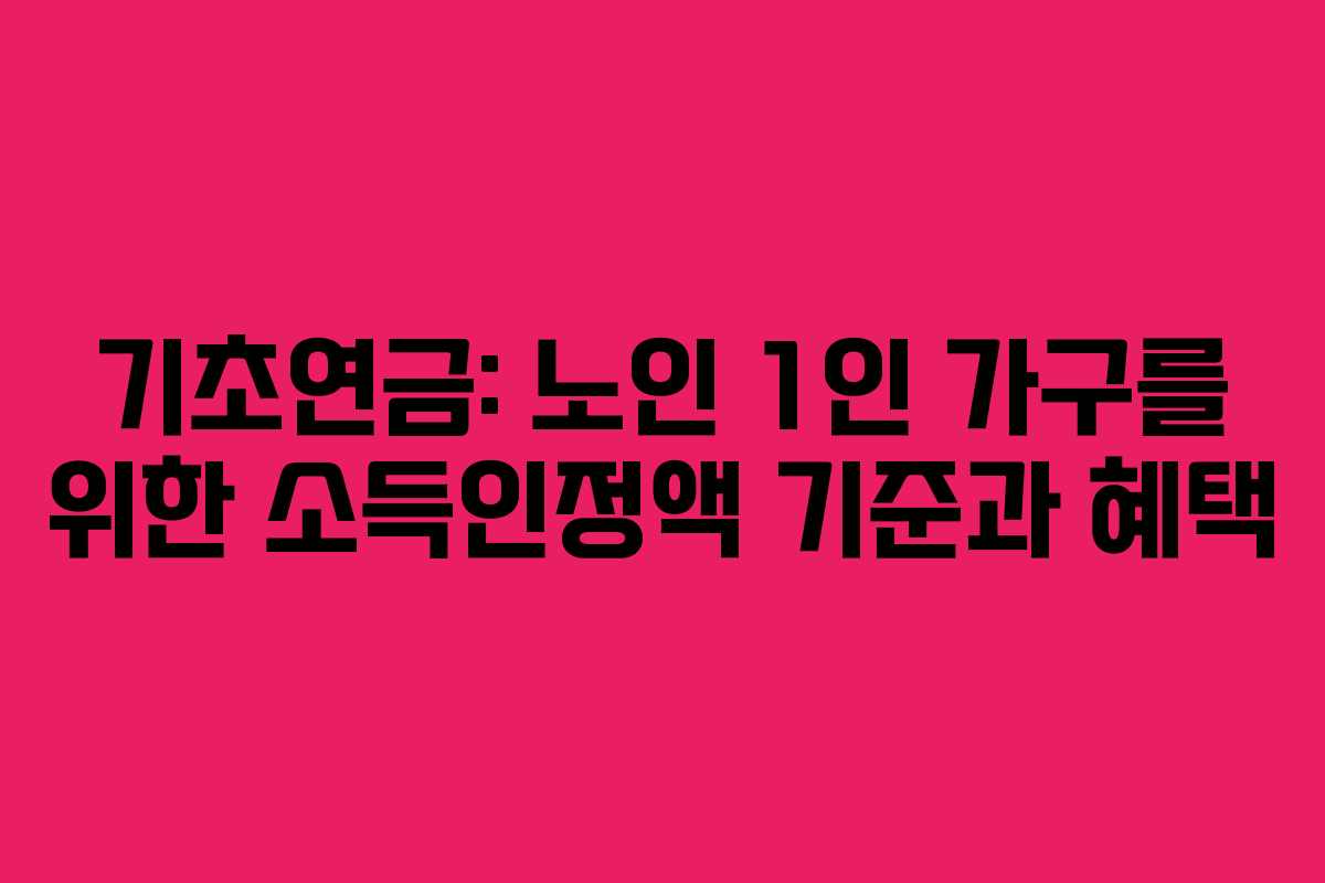 기초연금: 노인 1인 가구를 위한 소득인정액 기준과 혜택
