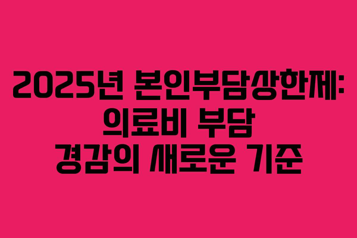 2025년 본인부담상한제: 의료비 부담 경감의 새로운 기준