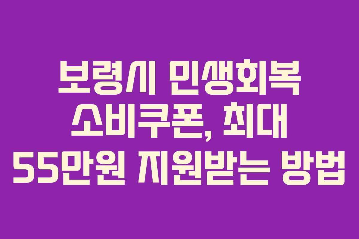 보령시 민생회복 소비쿠폰, 최대 55만원 지원받는 방법