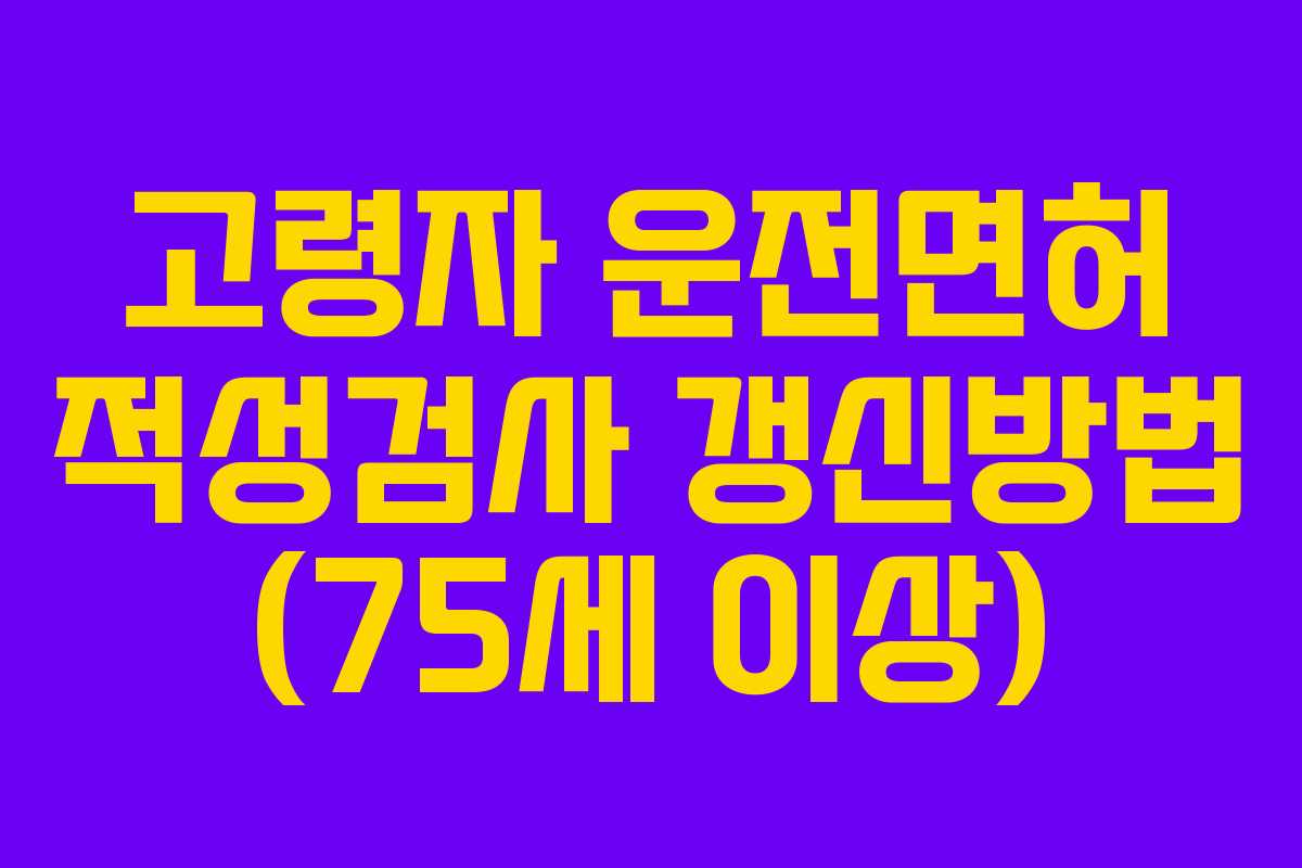 고령자 운전면허 적성검사 갱신방법 (75세 이상)