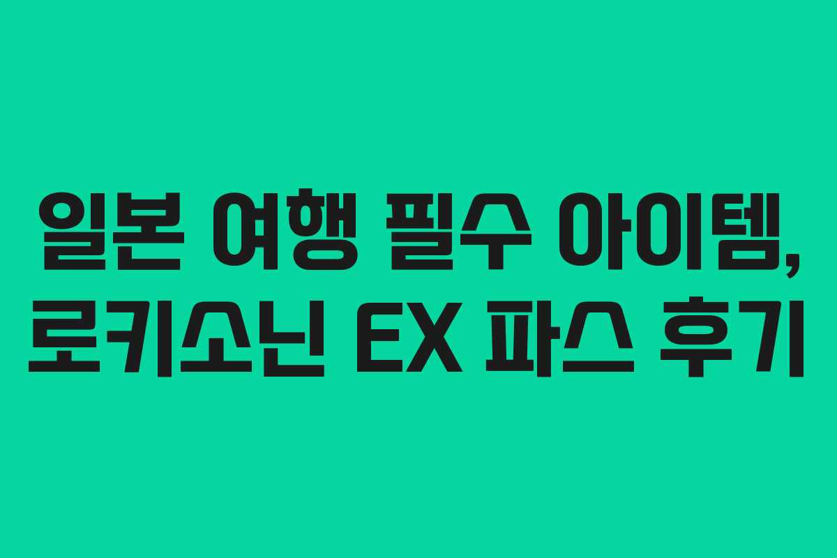 일본 여행 필수 아이템, 로키소닌 EX 파스 후기 일본 여행 필수 아이템, 로키소닌 EX 파스 후기