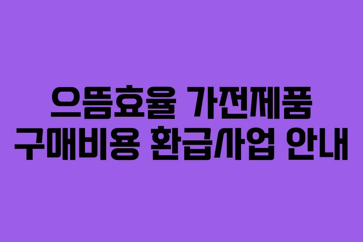 으뜸효율 가전제품 구매비용 환급사업 안내