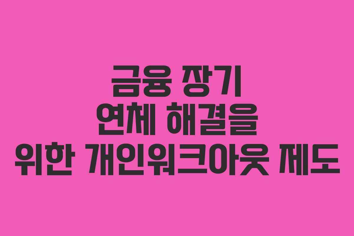 금융 장기 연체 해결을 위한 개인워크아웃 제도