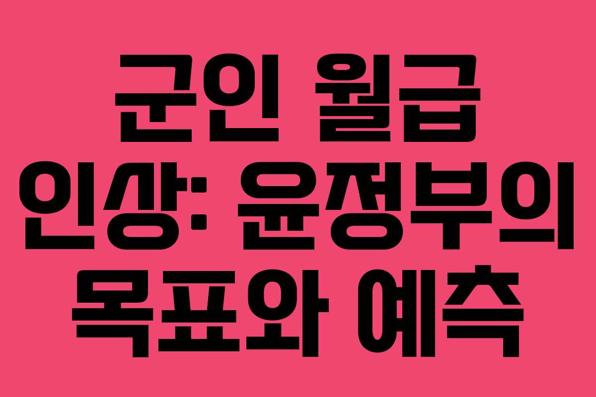 군인 월급 인상: 윤정부의 목표와 예측
