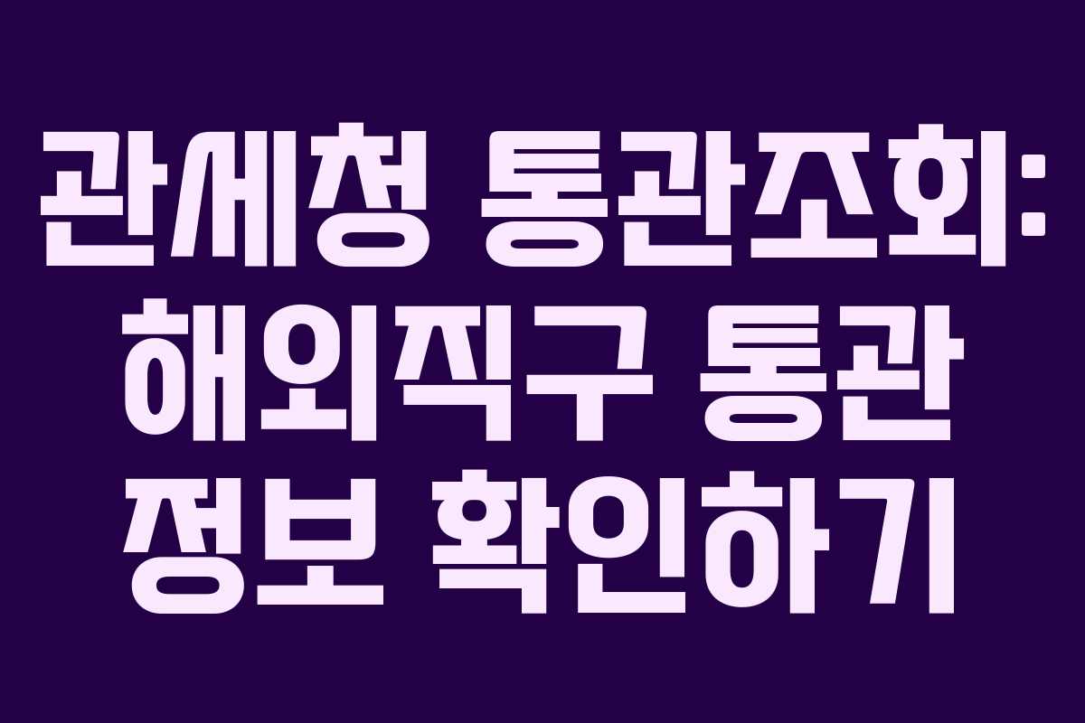 관세청 통관조회: 해외직구 통관 정보 확인하기