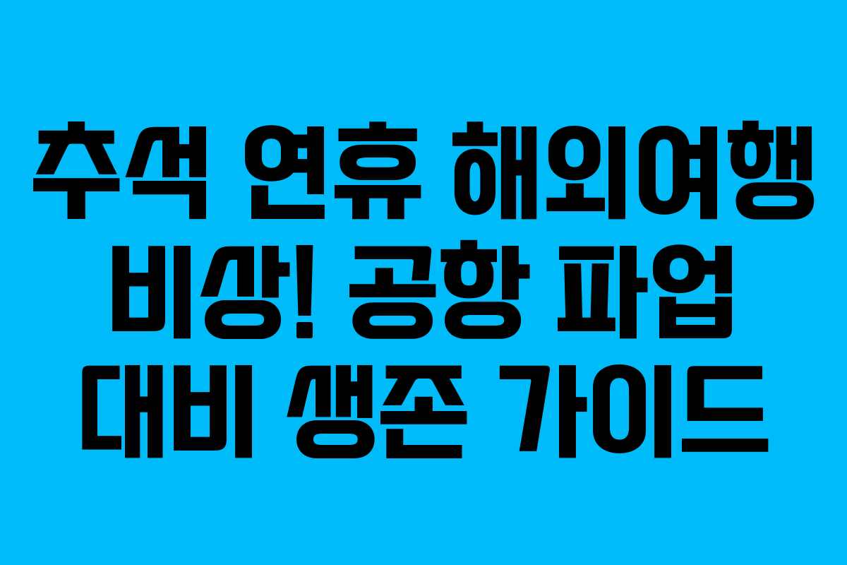 추석 연휴 해외여행 비상! 공항 파업 대비 생존 가이드