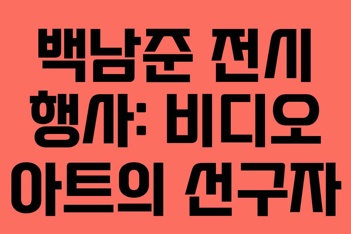 백남준 전시 행사: 비디오 아트의 선구자
