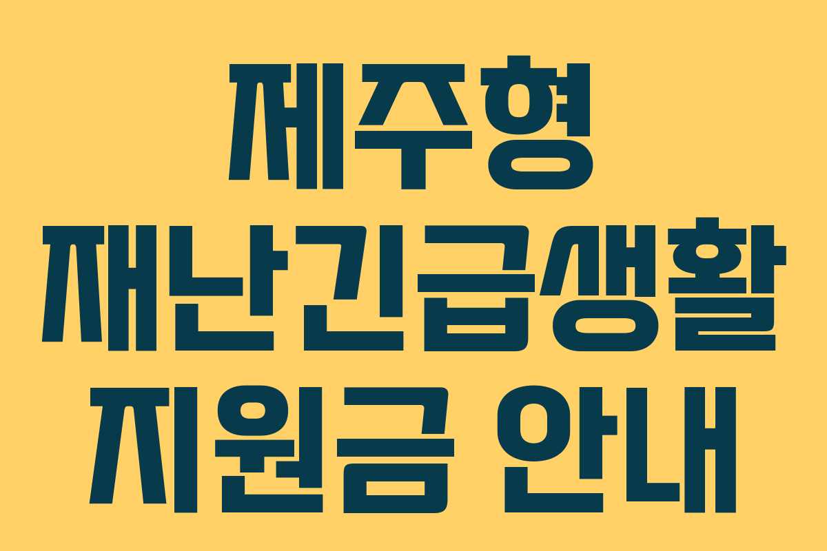 제주형 재난긴급생활 지원금 안내