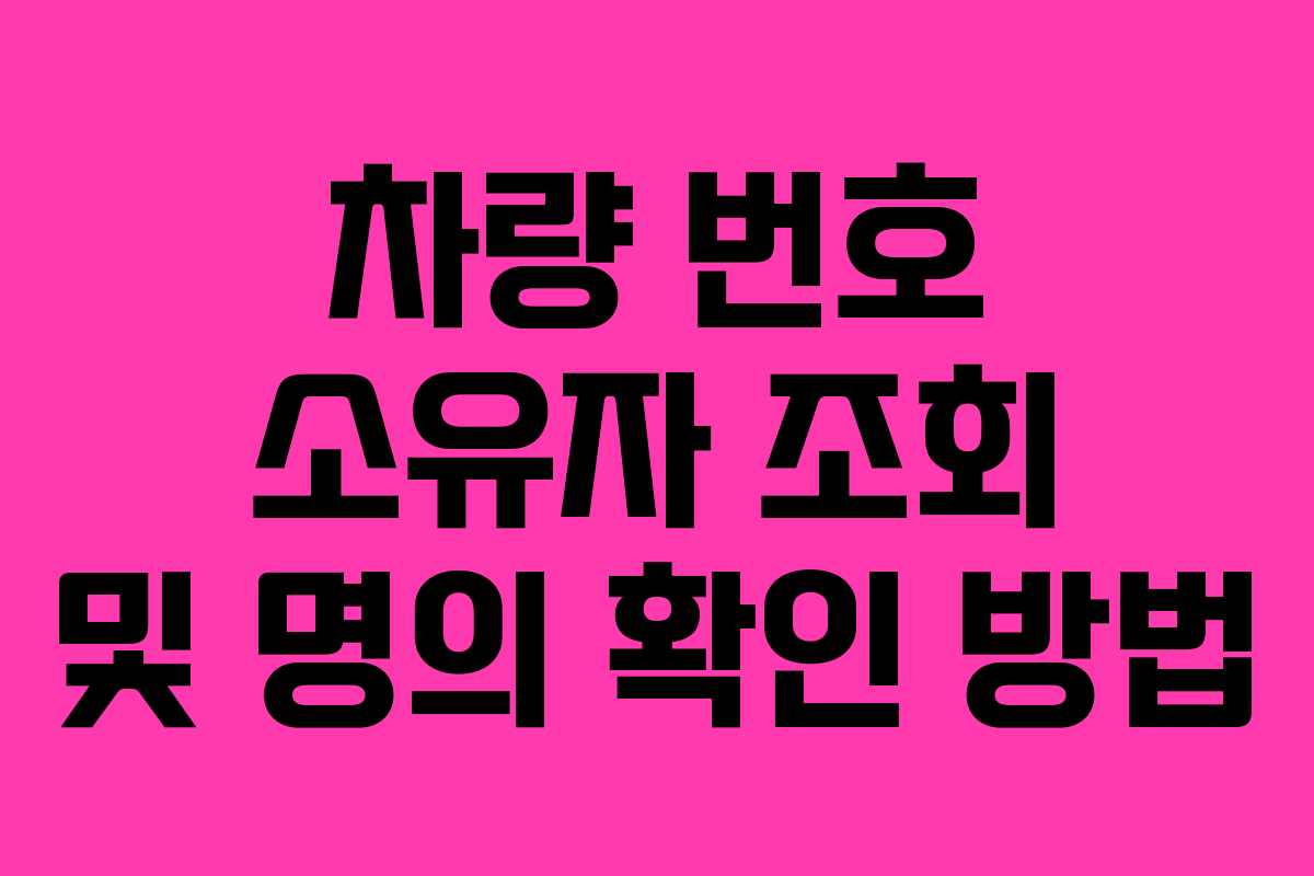 차량 번호 소유자 조회 및 명의 확인 방법