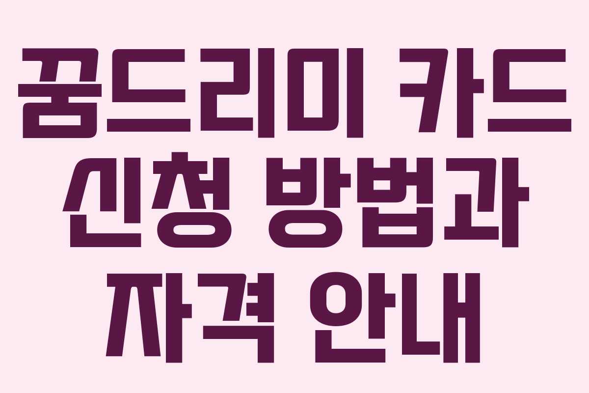꿈드리미 카드 신청 방법과 자격 안내 꿈드리미 카드 신청 방법과 자격 안내