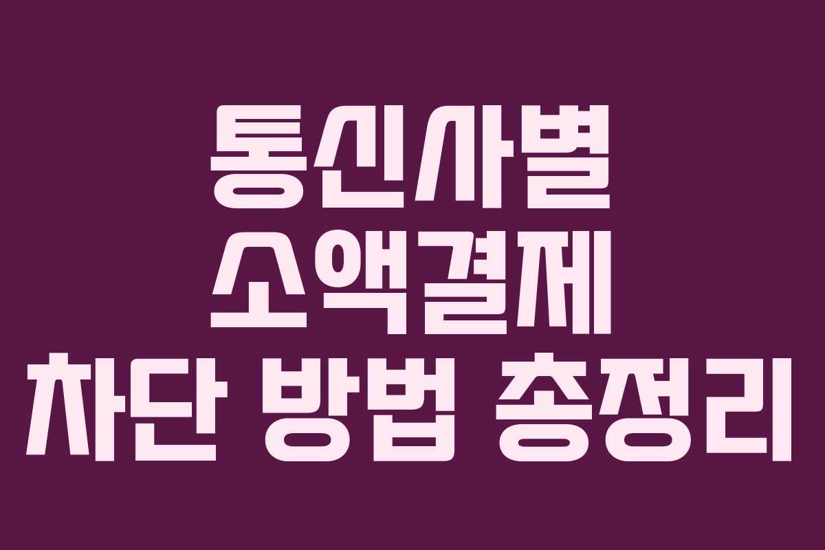 통신사별 소액결제 차단 방법 총정리