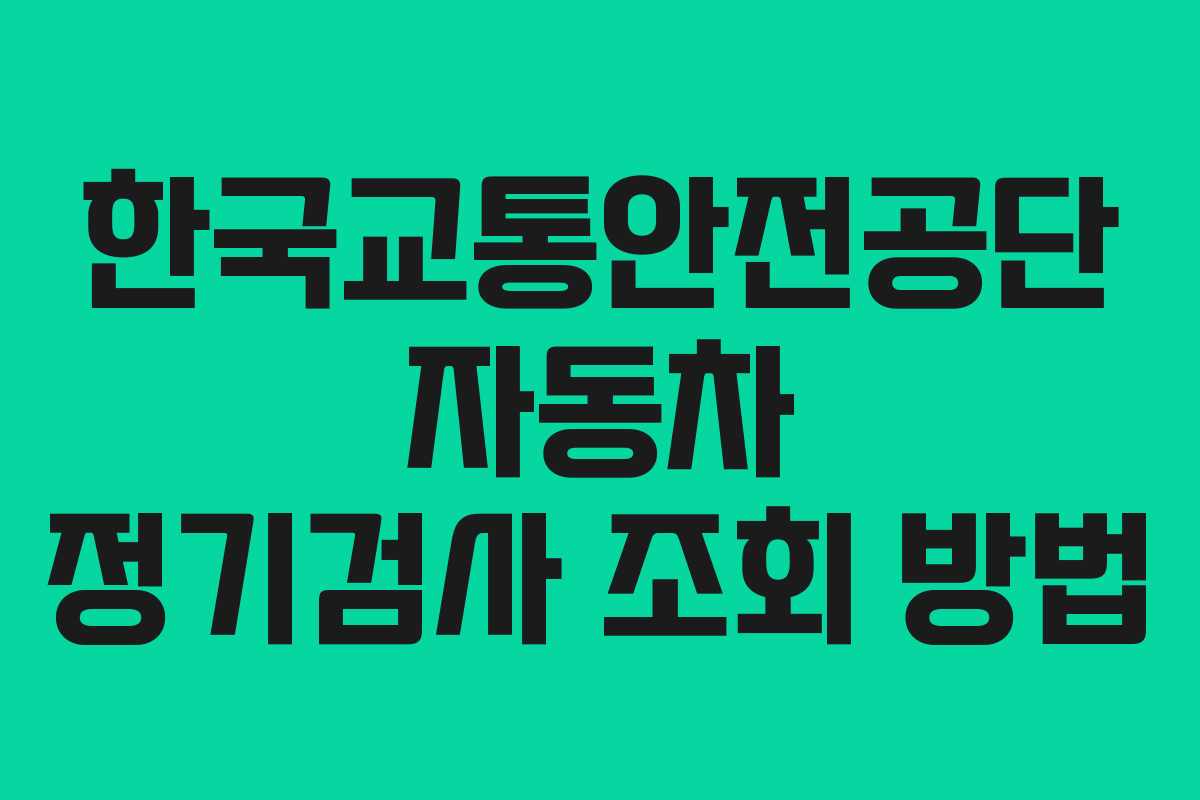 한국교통안전공단 자동차 정기검사 조회 방법