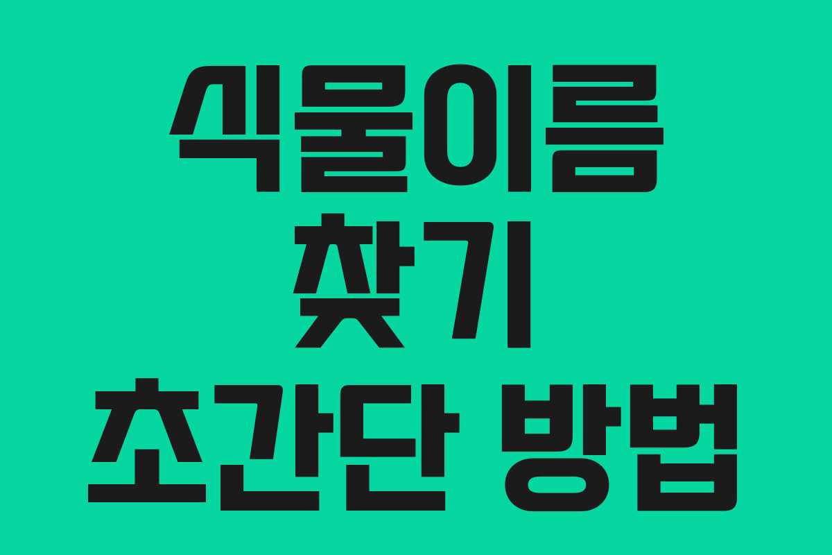 식물이름 찾기 초간단 방법