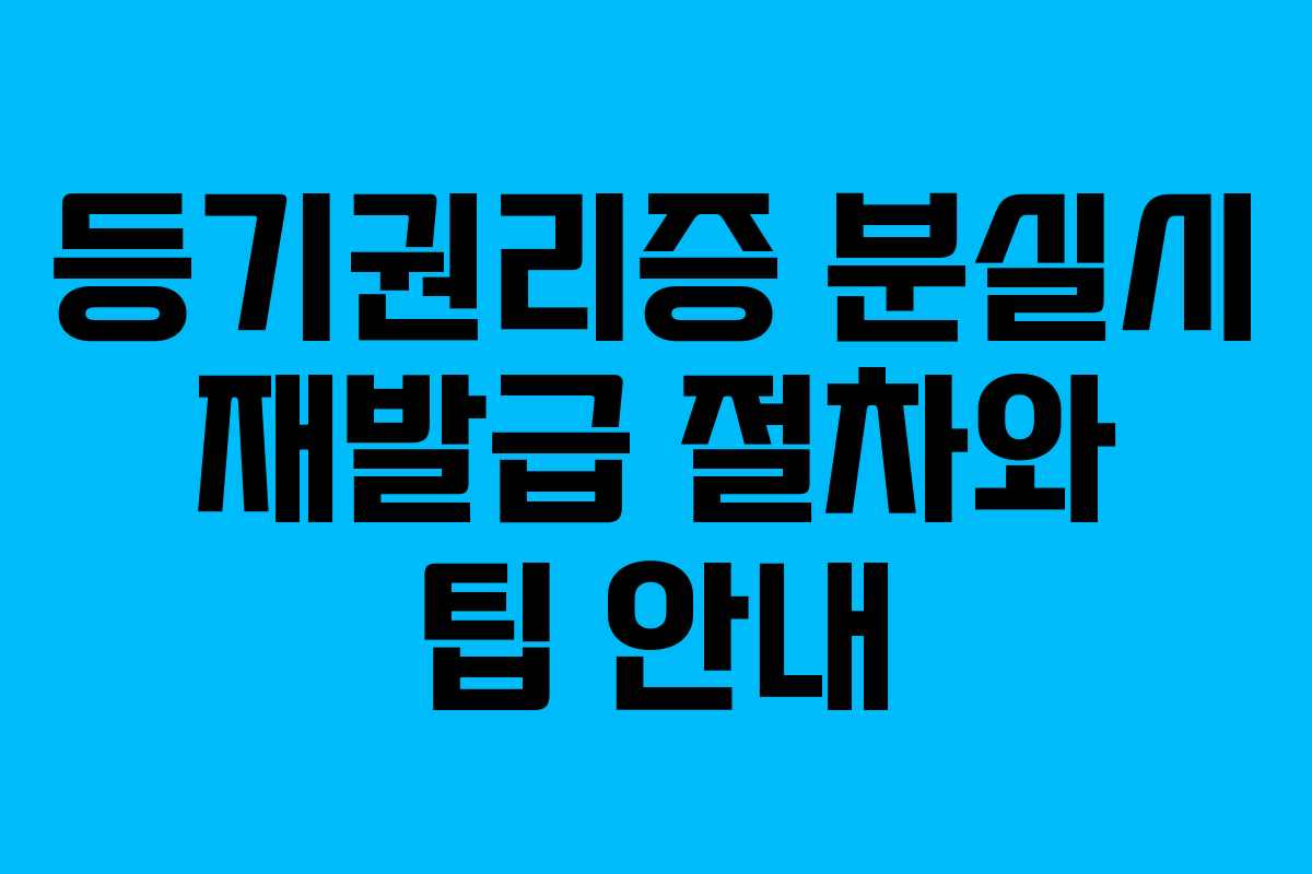 등기권리증 분실시 재발급 절차와 팁 안내