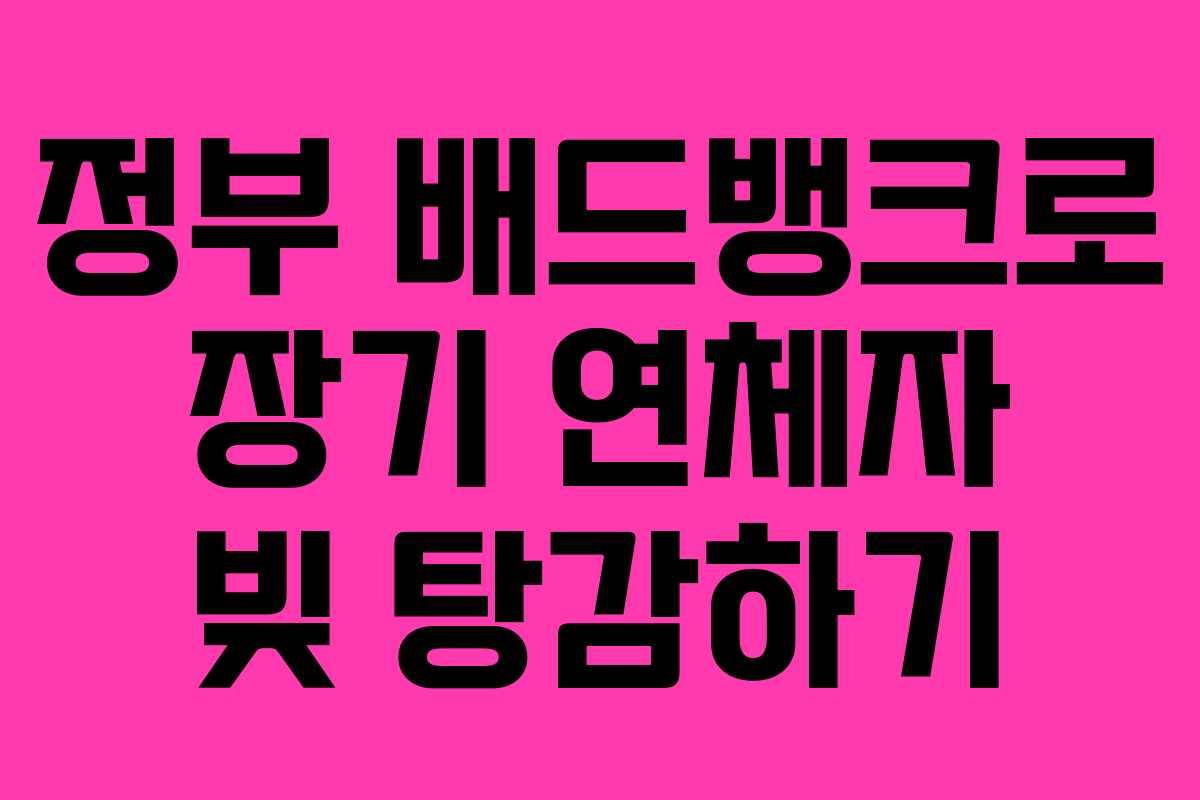 정부 배드뱅크로 장기 연체자 빚 탕감하기
