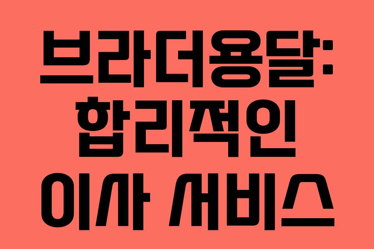 브라더용달: 합리적인 이사 서비스 브라더용달: 합리적인 이사 서비스