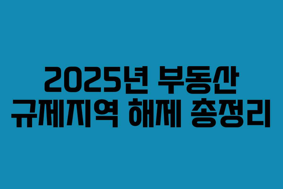 2025년 부동산 규제지역 해제 총정리