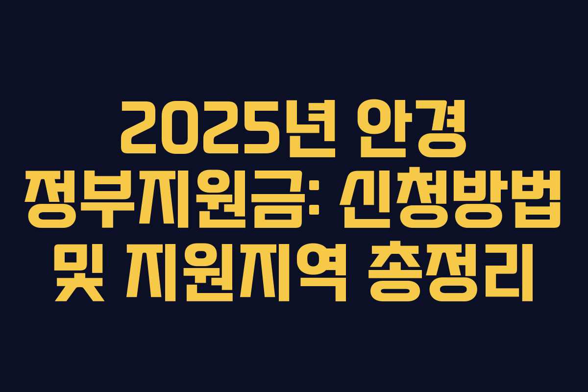 2025년 안경 정부지원금: 신청방법 및 지원지역 총정리