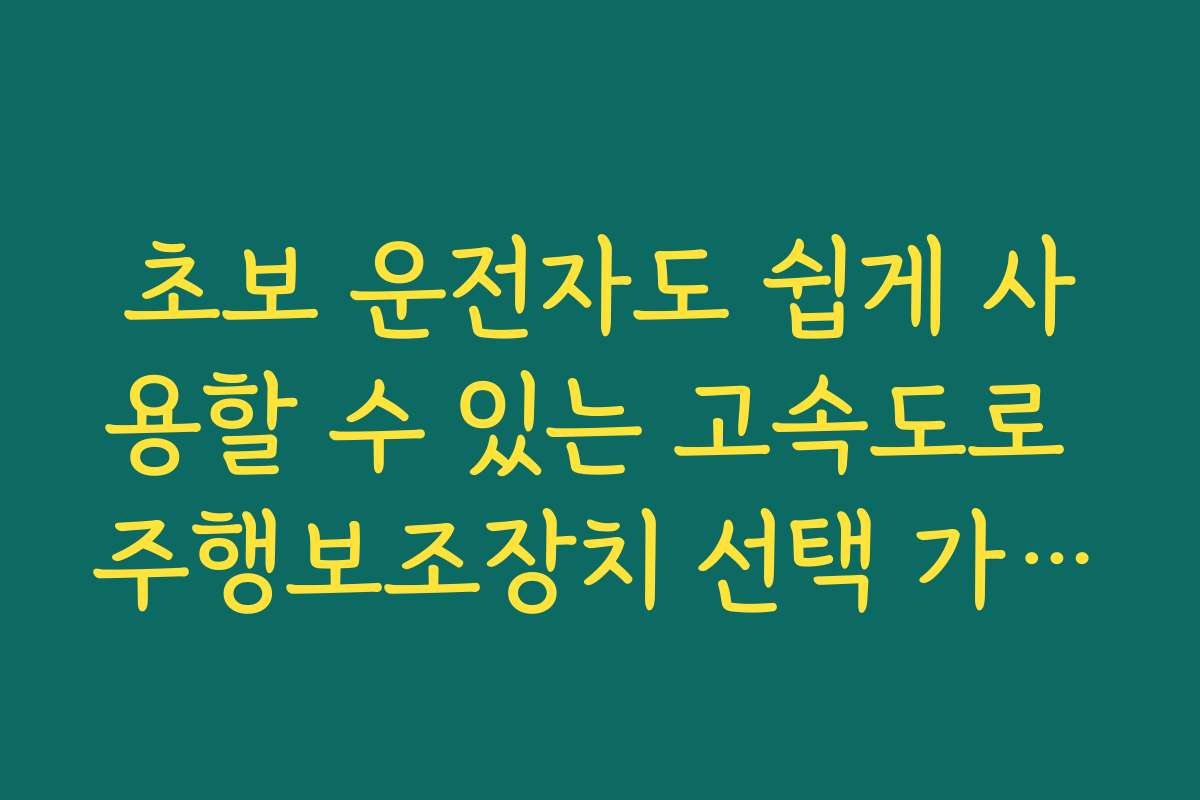 초보 운전자도 쉽게 사용할 수 있는 고속도로 주행보조장치 선택 가이드
