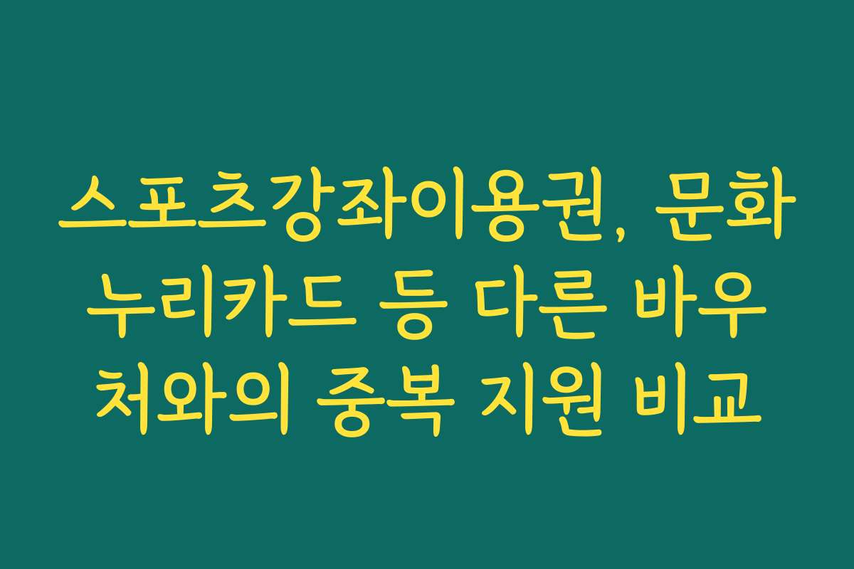 스포츠강좌이용권, 문화누리카드 등 다른 바우처와의 중복 지원 비교