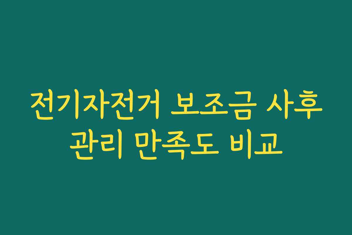 전기자전거 보조금 사후관리 만족도 비교 전기자전거 보조금 사후관리 만족도 비교