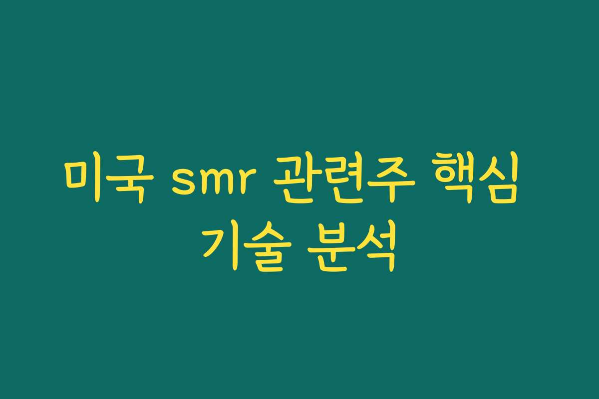 미국 smr 관련주 핵심 기술 분석