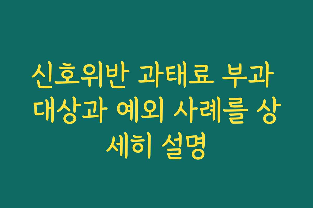 신호위반 과태료 부과 대상과 예외 사례를 상세히 설명