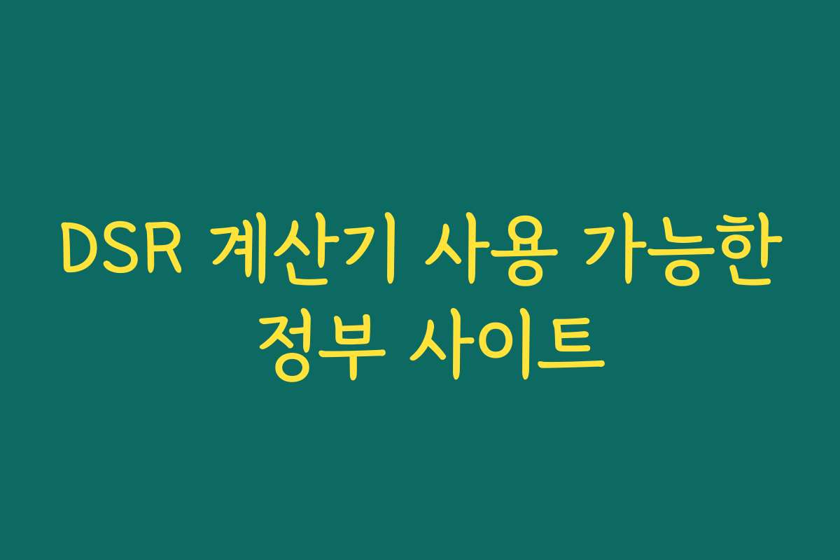 DSR 계산기 사용 가능한 정부 사이트