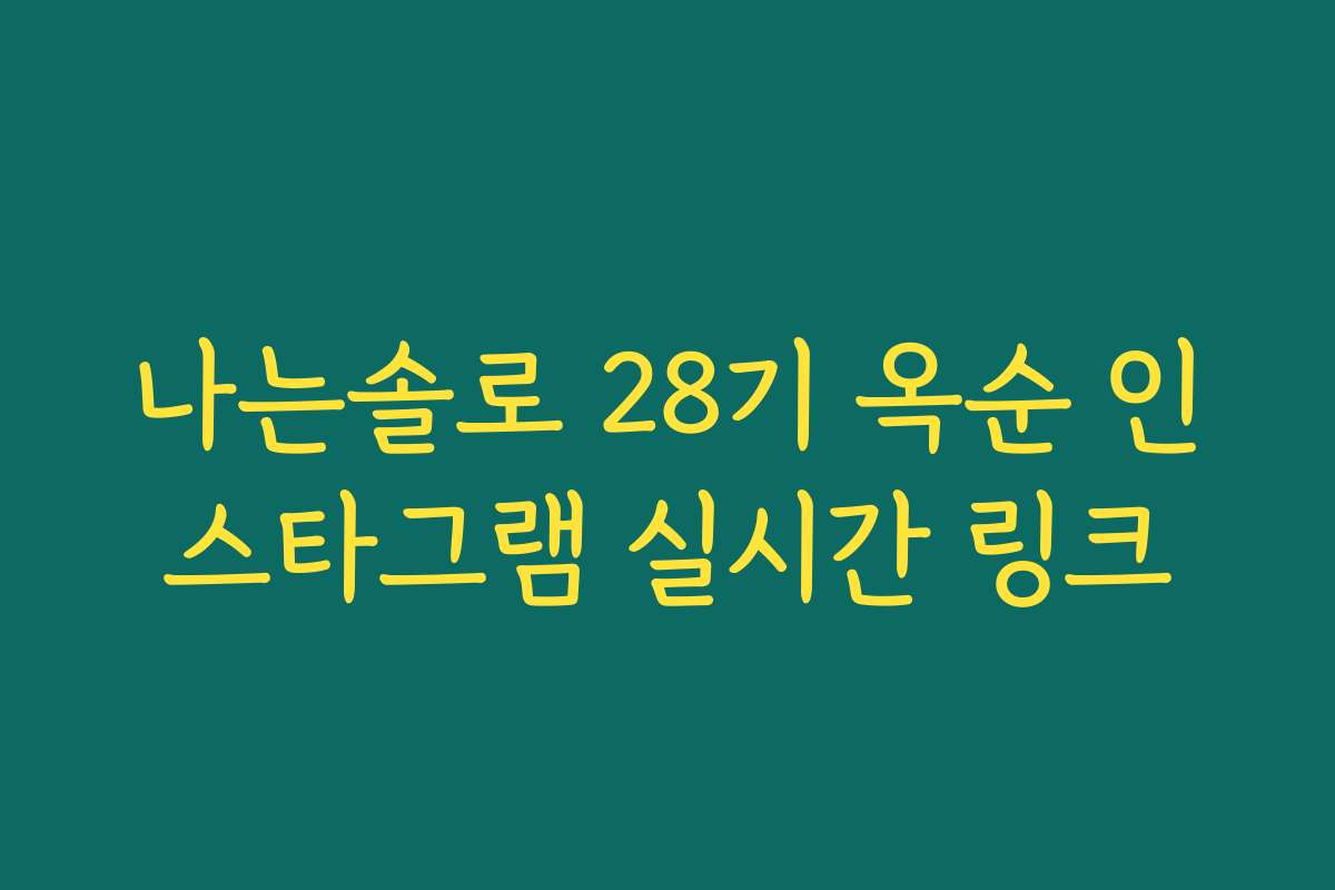 나는솔로 28기 옥순 인스타그램 실시간 링크 나는솔로 28기 옥순 인스타그램 실시간 링크
