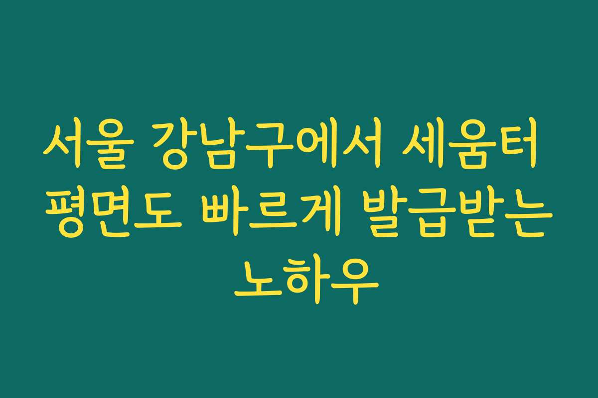 서울 강남구에서 세움터 평면도 빠르게 발급받는 노하우